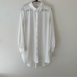 Como Vintage Sheer Long White Button Down Size Small